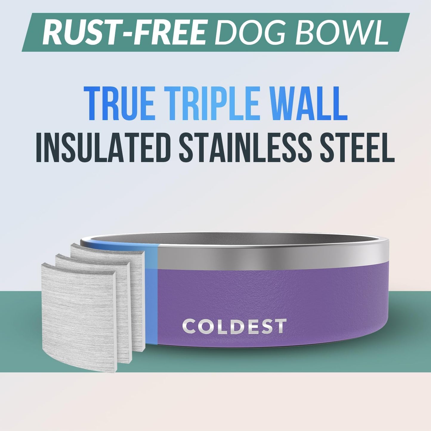 Coldest Dog Bowl - Anti Rust Metal, Non Slip, 3 Layers Insulated Stainless Steel Dog Bowls - Spill Proof & Heavy Duty - Water Bowl for Dogs, Cats & Pets, Dish Washer Safe (21 oz, Stealth Black)