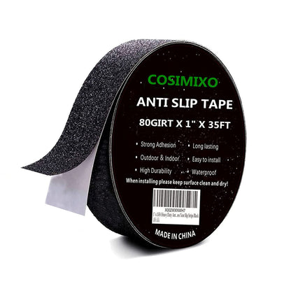 COSIMIXO 8" x 35Ft Heavy Duty Anti Slip Tape,Best 80grit Friction,Grip,Abrasive for Stairs Outdoor/Indoor,Skateboard Grip Tape Safety Non Skid Tread Staircases Anti-Slip Traction Tape Black