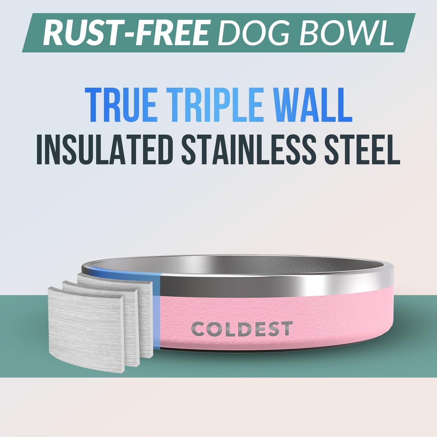 Coldest Dog Bowl - Anti Rust Metal, Non Slip, 3 Layers Insulated Stainless Steel Dog Bowls - Spill Proof & Heavy Duty - Water Bowl for Dogs, Cats & Pets, Dish Washer Safe (21 oz, Stealth Black)