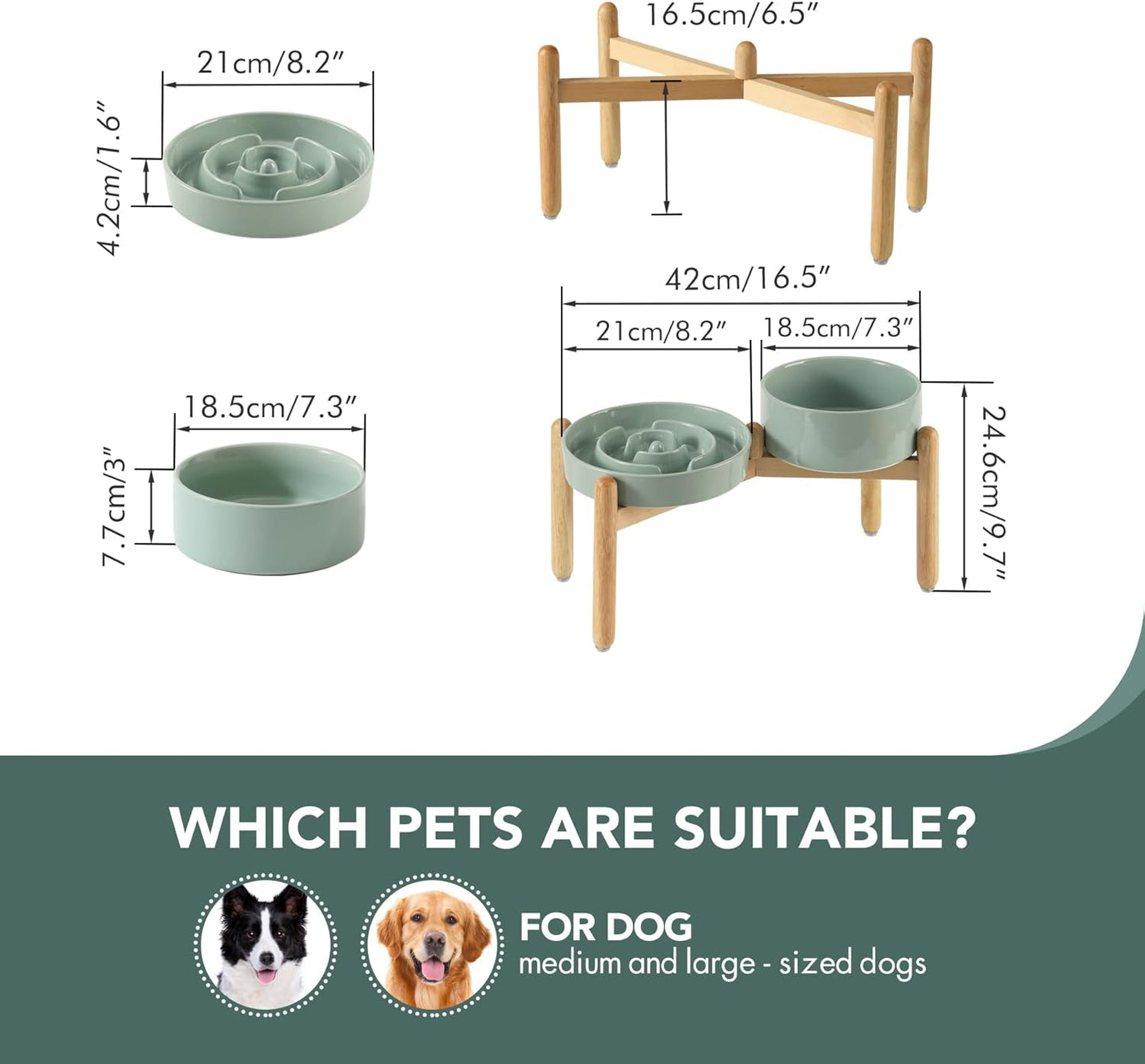 Havniva Ceramic Slow Feeder Dog Bowls, 1.6 Cups Dog Bowl Slow Feeding for Medium Breed, 8.2inch Puzzle Dog Food Bowl Slow Feeder Non-Slip Anti-Gulping and Anti-Choking Reduces Bloating