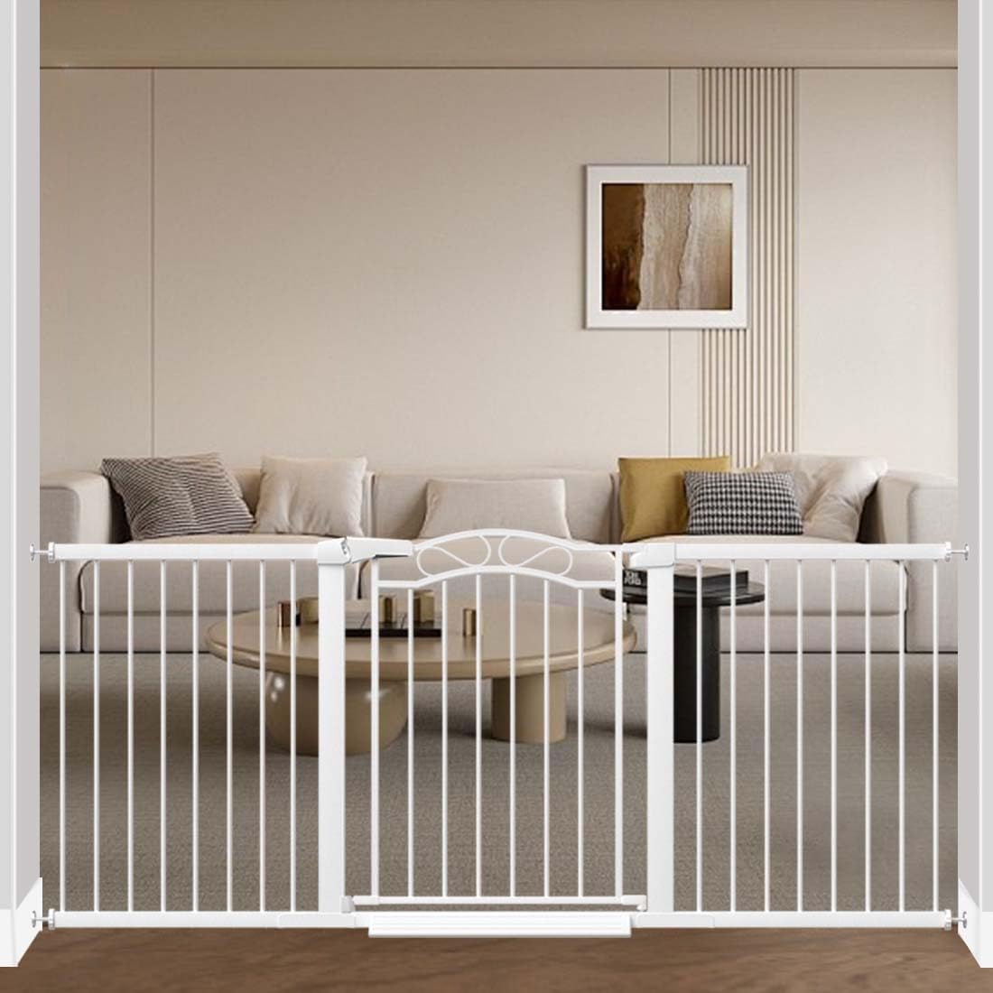 Fairy Baby 68.1"-70.8" Extra Wide Press Mounted Baby Gate Indoor for Kids Or Pets Walk Thru No Drill Long Dog Gates for The House Doorway Child Safety Gate