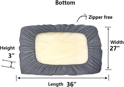 Grey Waterproof Dog Bed Slip Cover Dog Bed Liner Elastic 42 x 30 Inch