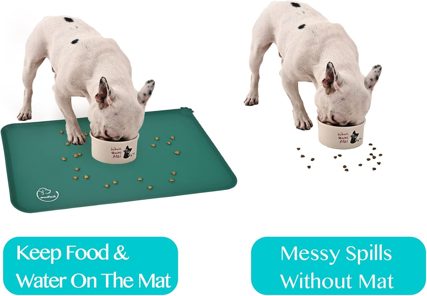 Silicone Waterproof Dog Cat Pet Feeding Mats, Non Slip, Easy Clean Pet Dog Cat Bowl Mats Placemat (18.5" x 11.5") Green