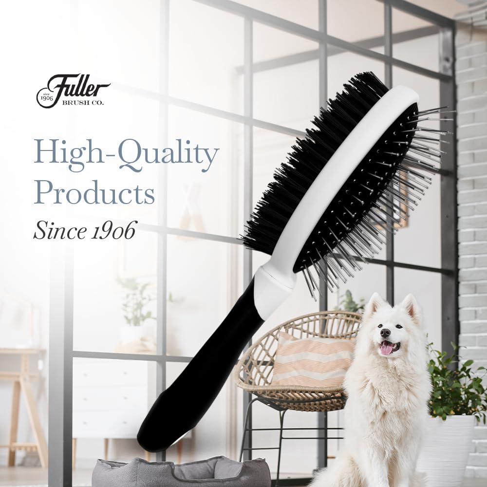 Fuller Brush Slicker Pet Brush - Angled Fine Steel Wires - Ergonomically Designed Rubberized Handle For Comfort & Control - Remove Shedding & Matted Hair - Tool For Grooming Dogs & Cat