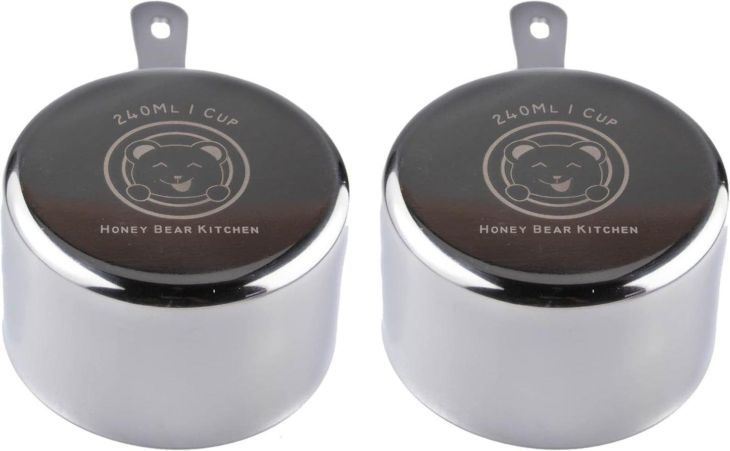 Honey Bear Kitchen 1/4 Cup 60 ml Leave-in Canister Scoops, Polished Stainless Steel (Set of 2)