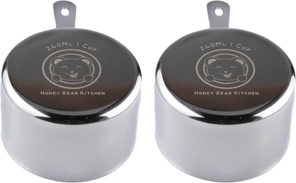 Honey Bear Kitchen 1/4 Cup 60 ml Leave-in Canister Scoops, Polished Stainless Steel (Set of 2)