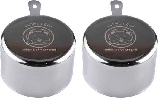Honey Bear Kitchen 1/4 Cup 60 ml Leave-in Canister Scoops, Polished Stainless Steel (Set of 2)