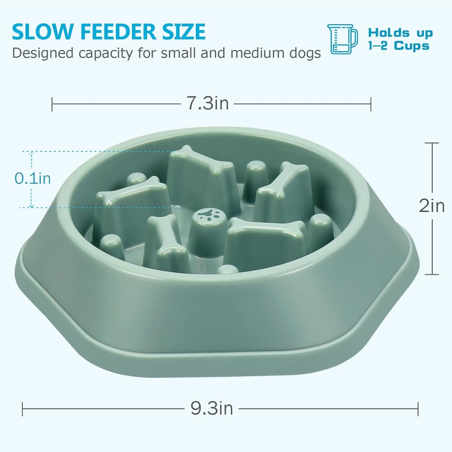 UPSKY Slow Feeder Dog Bowl Anti-Chocking Slower Feeding Pet Puzzle Bowls, Interactive Bloat Stop Dog Food Dishes Non-Slide Dogs Lick Treat for Small Medium