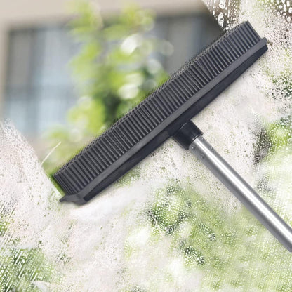 Rubber Broom and Pet Hair Removal Brush Set for Carpet, Fur Remover Broom with Squeegee for Wooden Floor, Detailing Lint Remover Brush for Pet Dog Cat Hair Car Interior