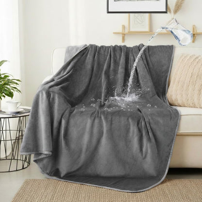 Waterproof Dog Blankets Pet Blanket 50"x60", Soft Fluffy Sofa Car Bed Protector, Reversible Sherpa Fleece Dog Blanket for Large Dogs (Dark Grey-Paws)