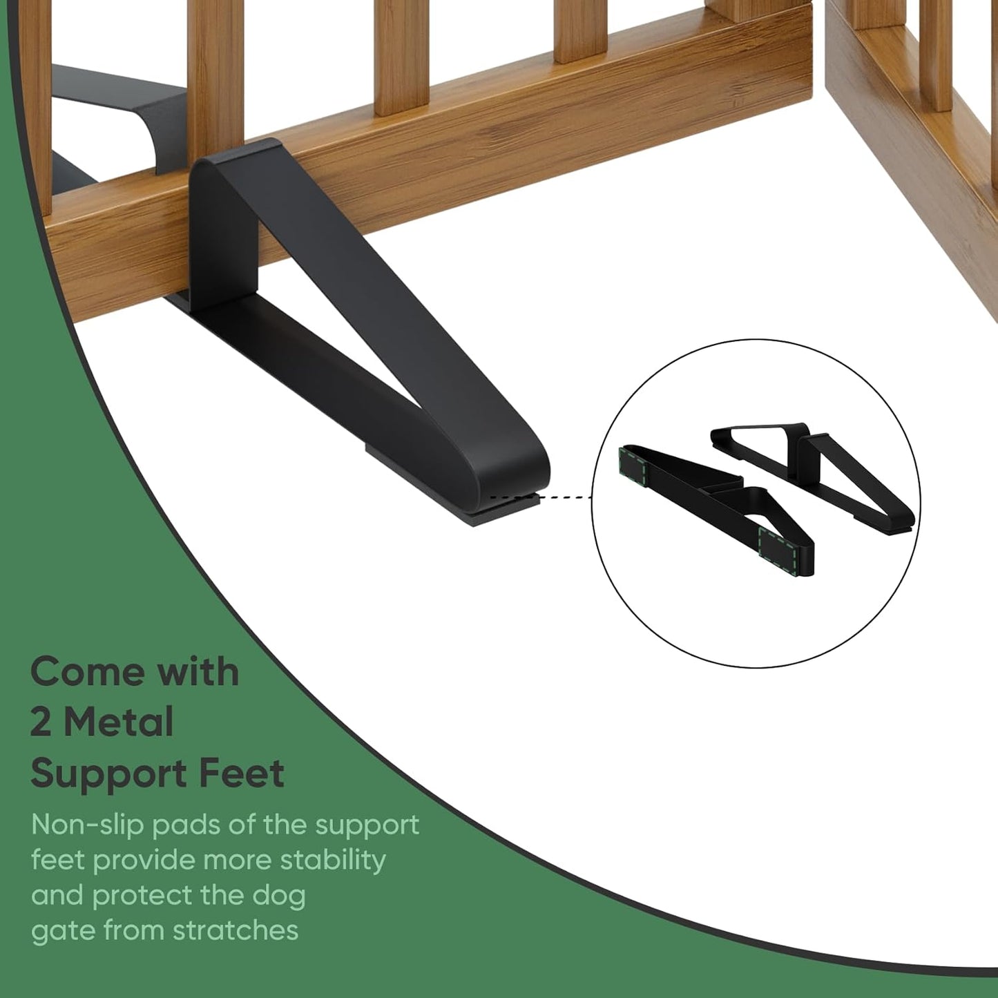 Freestanding Foldable Dog Gate - 4 Panel Room Divider with Metal Support Feet (Black)