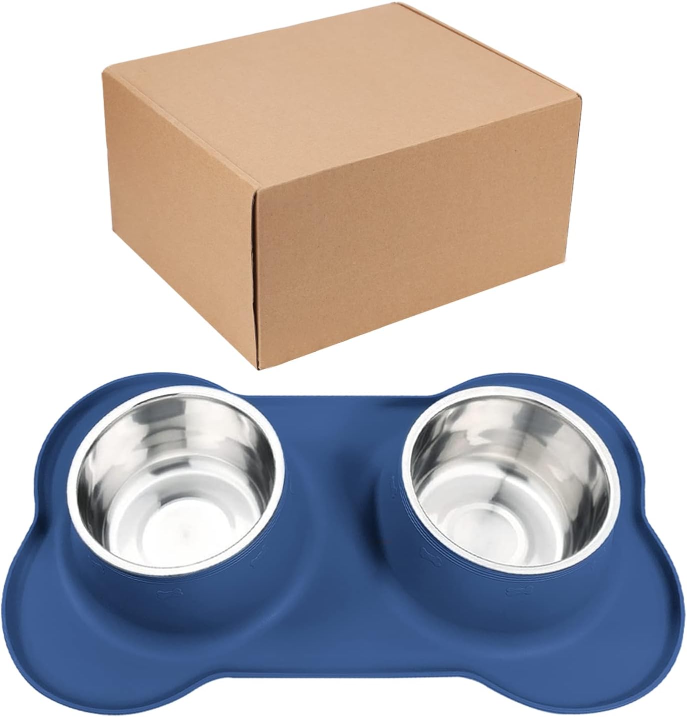 AsFrost Dog Food Bowls Stainless Steel & Water Dish with No-Spill and Non-Skid, Feeder Bowls with Dog Food Dish for Small Medium Large Size,Dogs,Cats,Puppy Pets, Black, 12oz