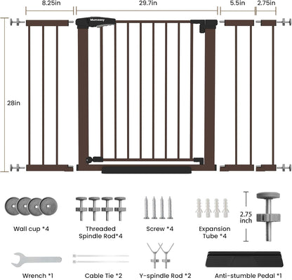 Mumeasy 36" High Extra Tall Dog Gate, 29.6"-40.5" Wide Pressure Mounted Tall Baby Gate for Dog, Auto Close Pet Gate with Door for Stairs,Doorways,House,Black