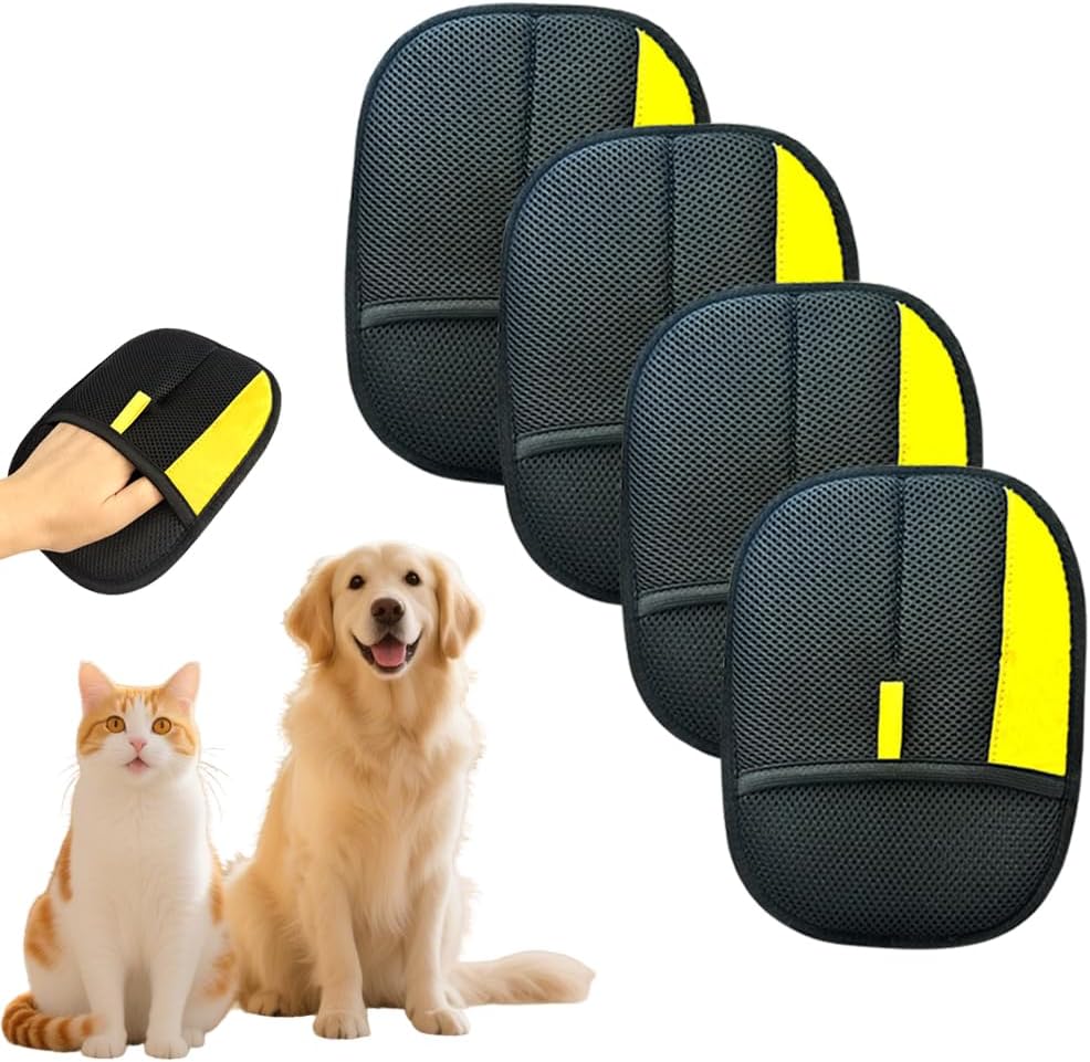 Electrostatic Pet Hair Removal Gloves: Quick Wiping - Reusable & Washable for Sofa Clothing Pet Beds Effortless Cats & Dogs Hair Remover for Busy Pet Owners (1pcs-Black)