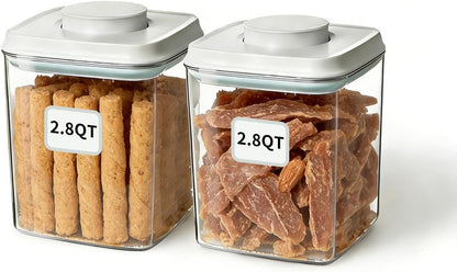 Dog Food Storage Container with One-Touch Lid, 2.8 QT / 2.65 L Stackable Durable BPA-Free PET Cat Food Storage Container,for Pet Treats, Supplements & Small Kibble