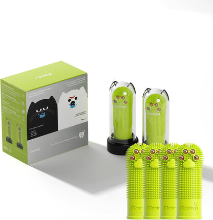 Pet Finger Toothbrush with Flavor Burst Beads, 360° Silicone Toothbrush Kit for Dogs & Cats, Deep Teeth Cleaning - 6 Pcs Mix Flavor
