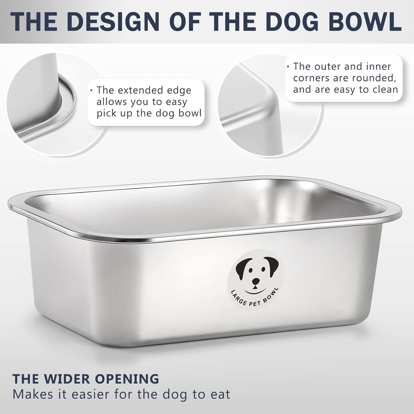 Stainless Steel Dog Bowls for Large Dogs, High Capacity Metal Dog Food Bowls, Food and Water Bowl for Larges, X-Large, and Big Dogs 1.25 Gallons