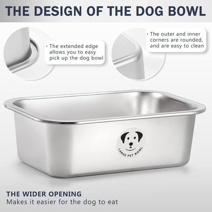 Stainless Steel Dog Bowls for Large Dogs, High Capacity Metal Dog Food Bowls, Food and Water Bowl for Larges, X-Large, and Big Dogs 1.25 Gallons