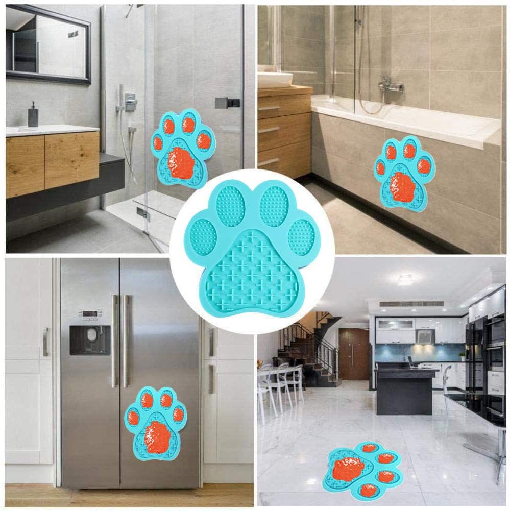 Dog Licking Mat for Anxiety Peanut Butter Slow Feeder Bowls Licking Pad with Strong Suction to Wall for Pet Bathing,Grooming,and Dog Training (Red)