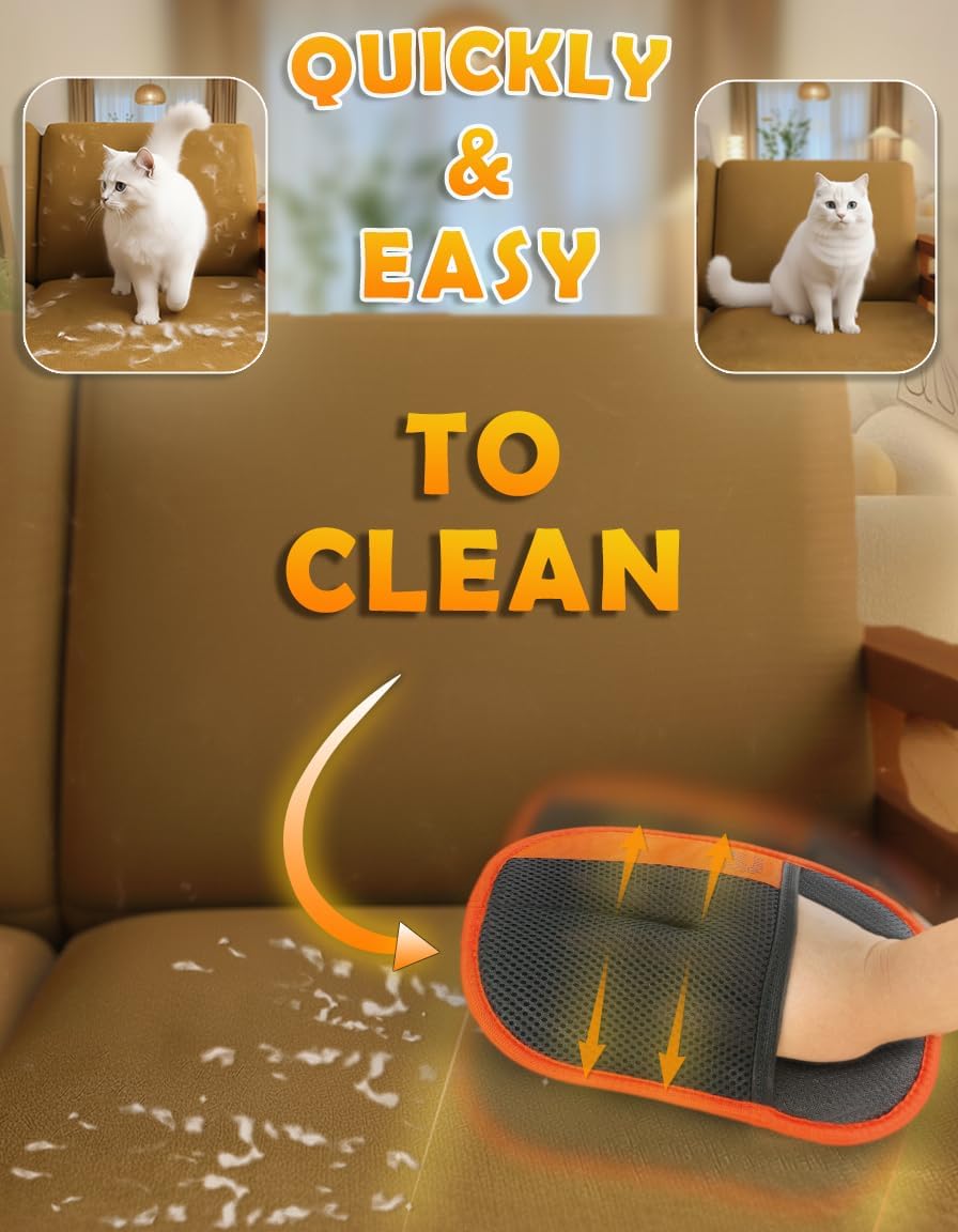 Pet Hair Removal Glove | Soft Grooming Brush for Dogs & Cats | Massage Tool | Easy Hair Removal for Furniture and Clothes | Reusable Pet Hair Remover for Couch, Carpet & Car Seats 1PCS