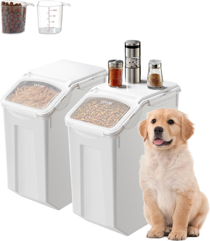 VEVOR Rice Storage Container, 4.5Gallon/20L Capacity Large Dog Food Dispenser Bin, Kitchen Ingredient Grain Cereal Flour Bin, Pet food Containers with Wheels, Measuring Cup, Airtight Lid, 1 Pack