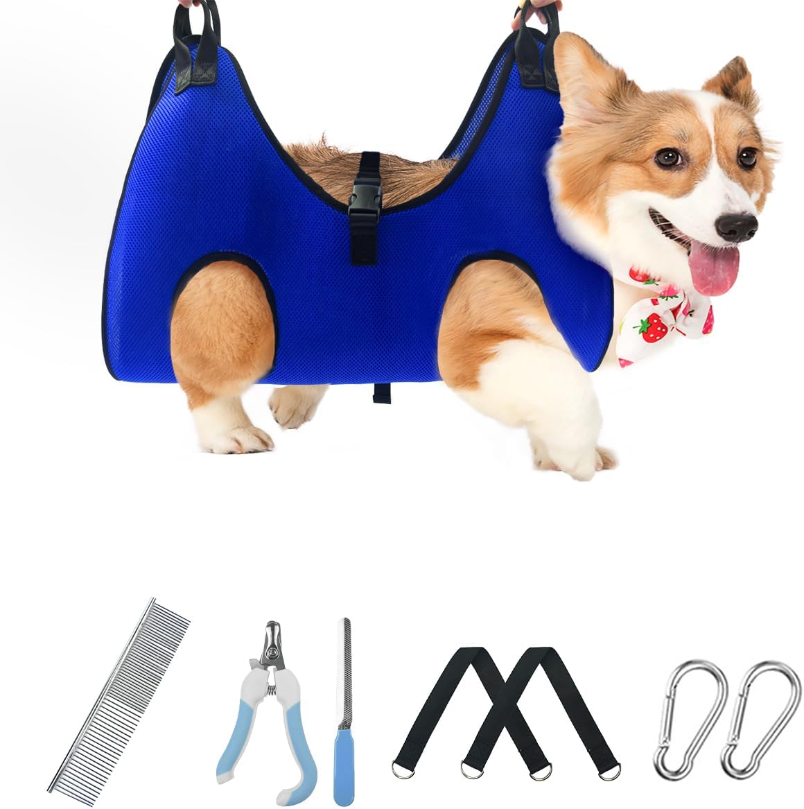 Pet Dog Grooming Hammock for Nail Trimming,Dog Restraint Hanging Harness for Nail Clipping,Dog Grooming Sling for Large Dogs with Nail Clippers/Nail File/Pet Comb,Claw Care(XXL for 90lb)
