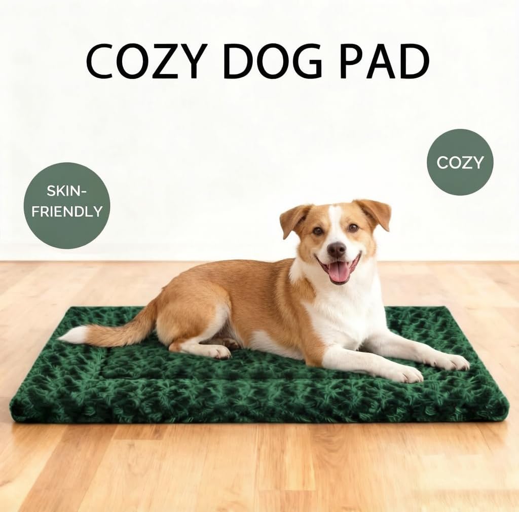 Dog Bed Mat, Reversible Crate Pad & Cute Dog Bed - Machine Washable Kennel Mat with Ultra Soft for Small Dogs (Cool/Warm), 24" x 18", Grey&Star