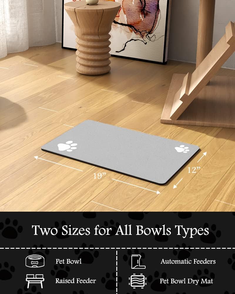 PADOOR Pet Feeding Mat-Absorbent Dog Mat for Food and Water Bowl-No Stains Easy Clean Dog Food Mat-Quick Dry Water Dispenser-Puppy Supplies Accessories