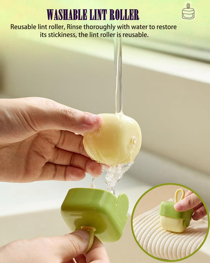 2Pcs Mini Lint Remover Roller, Reusable Lint Gel Roller, Washable Pet Dog Cat Hair Remover for Clothing, Pet Hair, Dust, Lint, Travel and Home Use(Green+Beige)