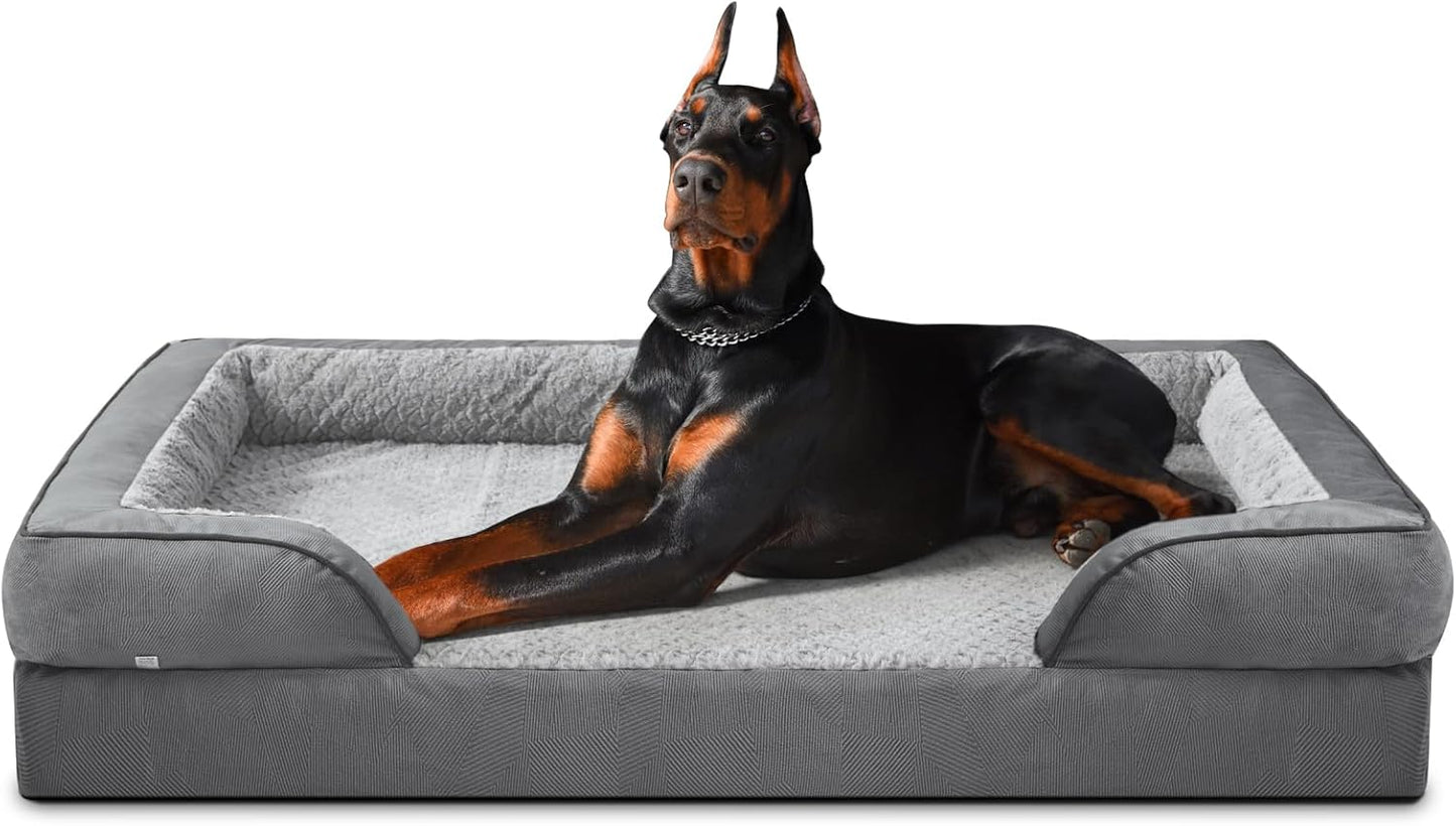 INVENHO Orthopedic Dog Beds Large Sized, XL Washable Dog Sofa with Egg-Crate Foam, Waterproof Lining and Non-Skid Bottom