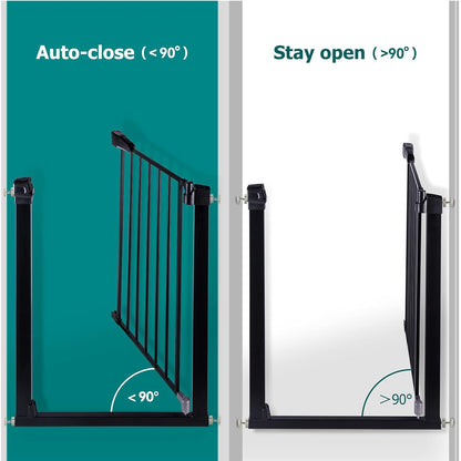 BABELIO Baby Metal Gate Extension with Wood Pattern, 5.5'' Extra Wide Pet Gate for Stairs & Doorways, Pressure Mounted Baby Gate Dog Gate, No Tools Required, 30'' Tall