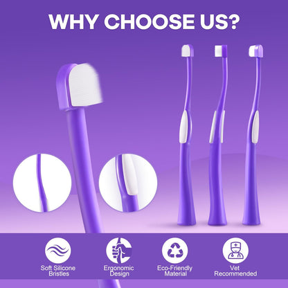 Deep-Clean Professional Pet Toothbrush – High-Efficiency Bristles & Hygienic Standing Base – 20° Ergonomic Grip Safe Daily Dental Care for Cats & Small Dogs, Blue