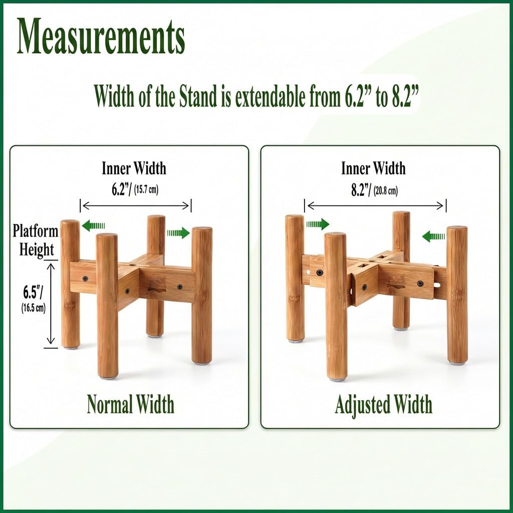 Dog Bowl Stand - Mid-Large Dogs Suitable - Elevate, Raise Bowl to 12-inch High - Adjustable, Fits Any Pet Food/Water Feeders, and Fountains - Durable Bamboo