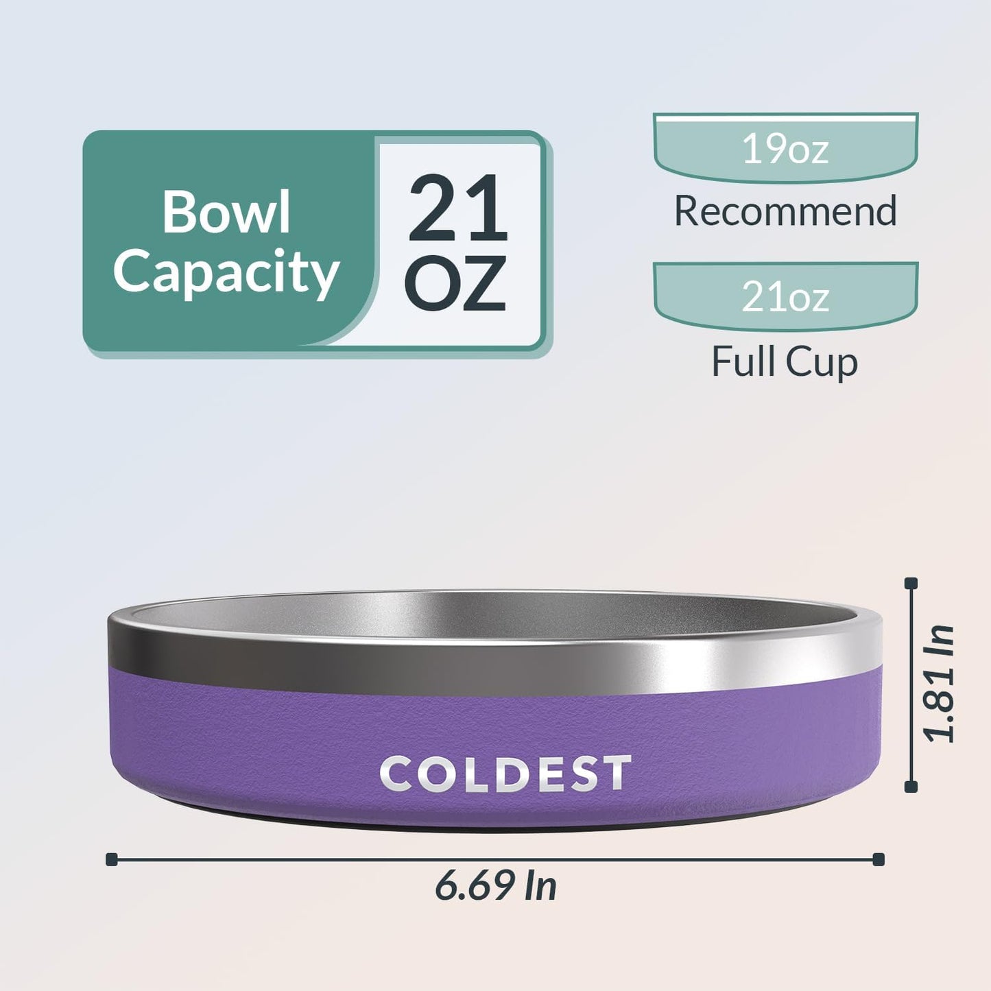 Coldest Dog Bowl - Anti Rust Metal, Non Slip, 3 Layers Insulated Stainless Steel Dog Bowls - Spill Proof & Heavy Duty - Water Bowl for Dogs, Cats & Pets, Dish Washer Safe (21 oz, Stealth Black)