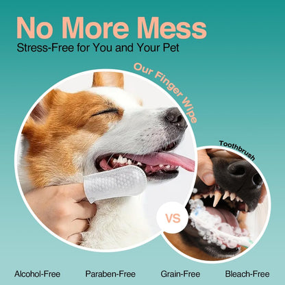 Pack of 90 Dog Teeth Cleaning Wipes - No-Rinse Dog Toothbrush & Effective Dog Dental Wipes (1.5 x 3.15 in)