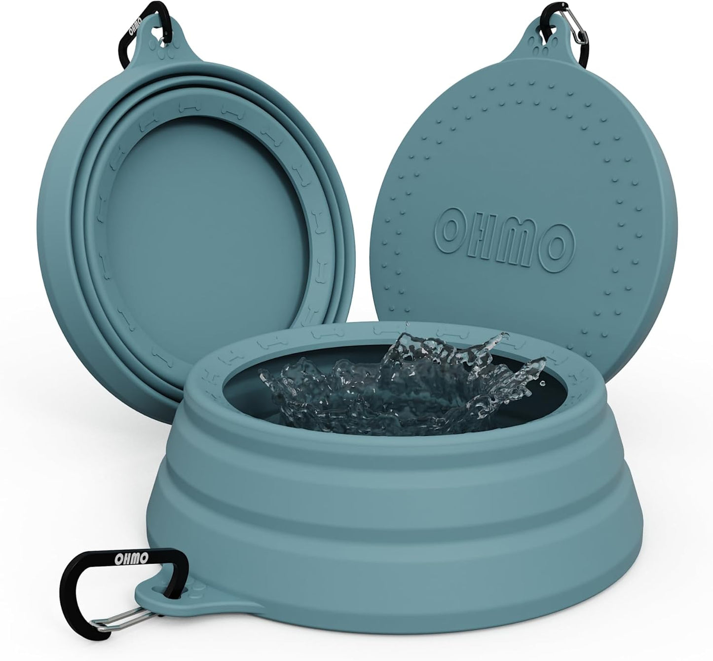 OHMO Spill Proof Collapsible Dog Water Bowl 24oz for Cars, No Splash Portable Bowls for Dog Travel, Dishwasher Safe, Pet Essentials for Road Trips, Cat Travel Accessories