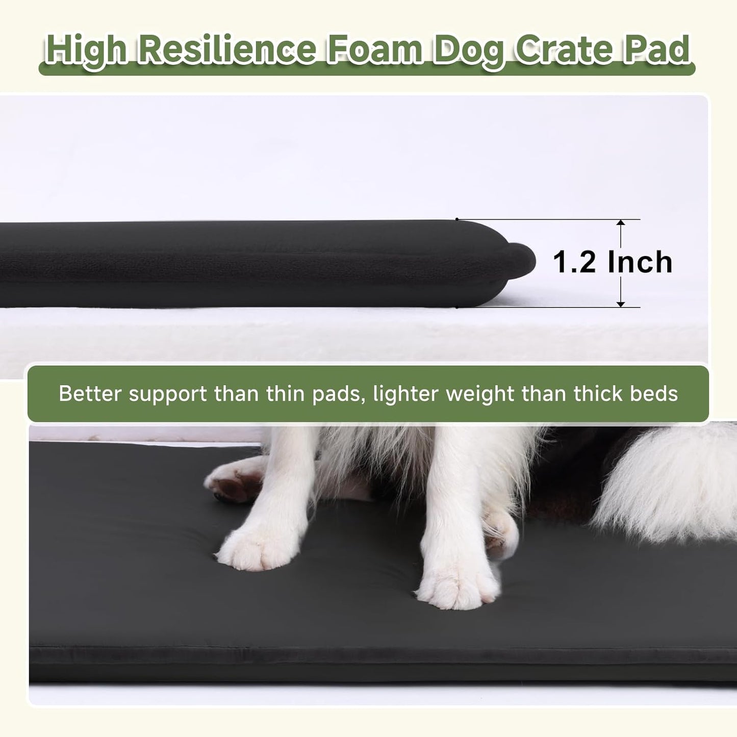 Outdoor XL Dog Crate Pad, Reversible Waterproof Crate Mat Bed, Wipeable Kennel Mat Pet Sleeping for Medium Large Dogs, Waterproof, Wipeable, Anti-Slip, Kennel Pad 41 x 27 Inch, Dark Gray