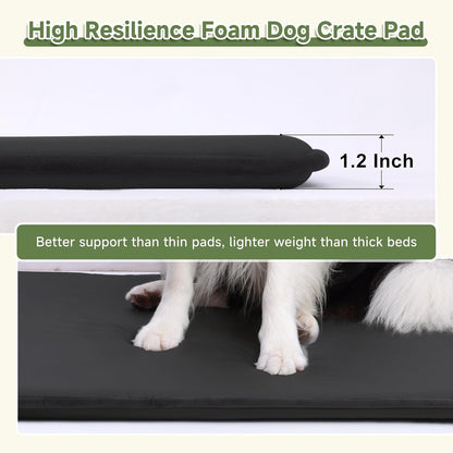 Outdoor XL Dog Crate Pad, Reversible Waterproof Crate Mat Bed, Wipeable Kennel Mat Pet Sleeping for Medium Large Dogs, Waterproof, Wipeable, Anti-Slip, Kennel Pad 41 x 27 Inch, Dark Gray