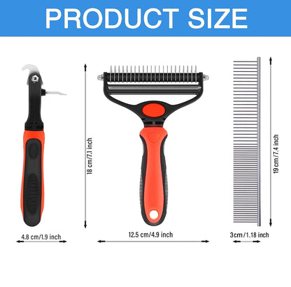 Spring Blossoms-2 in 1 Professional Grooming Rake for Cats & Dogs-Dematting Comb for Easy Mats & Tangles Removing,Pet Brush Safe No More Nasty Shedding and Flying Hair (Orange)