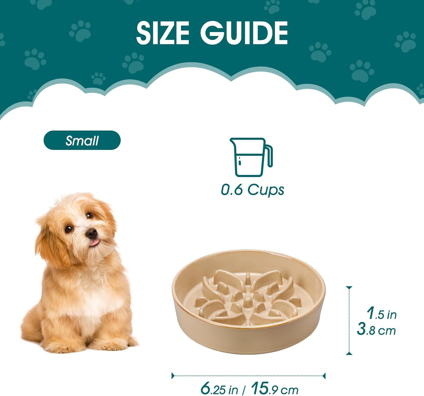 vancasso Ceramic Slow Feeder Dog Bowls, Puzzle Dog Food Bowls with Floral Maze, Anti -Slip Pet Food Dish for Small Breed, 0.6 Cups, Pink