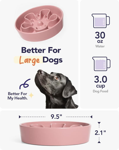 LE TAUCI Dog Bowls Slow Feeder Ceramic, 1.5 Cup Slow Feeding Bowl for Small and Medium Breed, Puzzle Dog Food Bowl for Fast Eater, Maze Purple