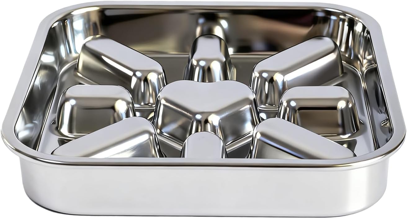 Stainless Steel Slow Feeder Dog Bowls Large & Medium Breed 3 Cups, Food Grade 304, Non-Slip Base, Deep Ridges to Slow Eating, Metal Slow Feeder Dog Bowls, Dishwasher & Chew-Proof & Rustproof