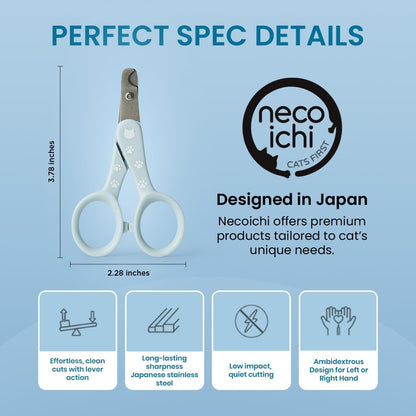 Necoichi Purrcision Feline Nail Clipper | Lever Principle Cat Nail Clipper | Butter-Smooth Cuts | Made in Japan, Seki Swordsmith Craftsman | Stainless Steel Cat Claw Trimmer for Indoor Cats (White)