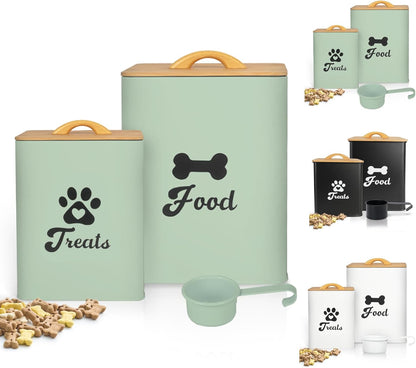 Dog Treat Container 2PCS, Dog Food Storage Container with Lids Airtight, Dog Treat Jars for Kitchen Counter-7+3Lbs, Small Dog Cookie Jar for Storage, (Upgraded) White