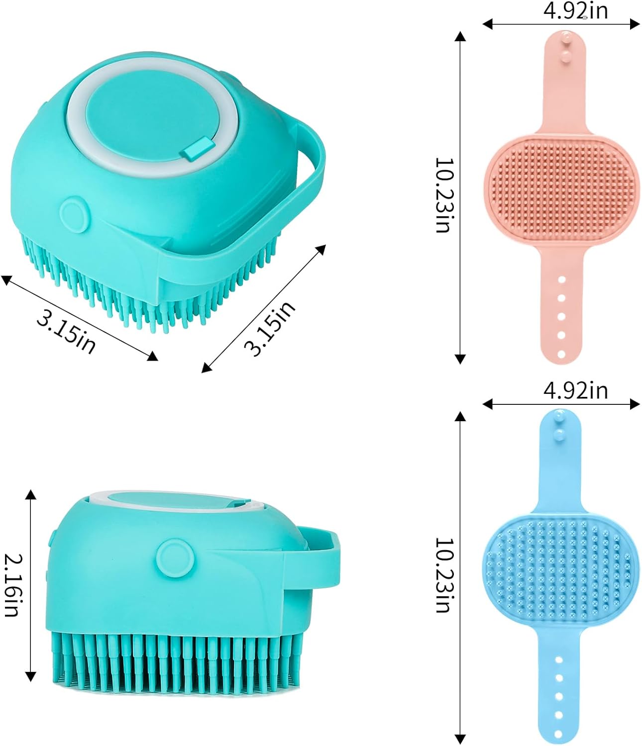 Comotech 6PCS Dog Bath Brush & Dog Toothbrush | Adjustable Handle Shampoo Brush & Scrubber for Short & Long Haired Dogs & Cats | Effectively Solve Odor & Stain Removal Problems (Blue Blue Blue.)