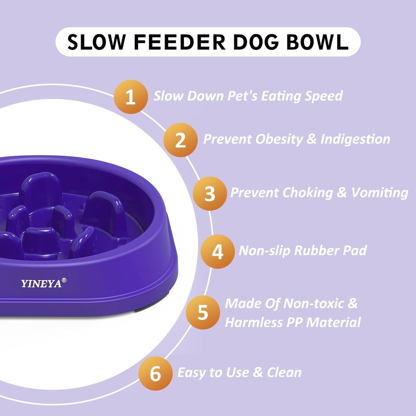 YINEYA Slow Feeder Dog Bowls, Pet Supplies that Slow Down Eating, Pet Food Bowls, Maze Dog Puzzle Feeder for Medium Breed