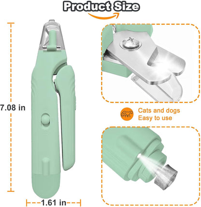 2-in-1 Dog Nail Grinder & Dog Nail Clippers Trimmers for Large Medium Small Dogs Cats Pets Claw Trimmer with LED Lights (White)