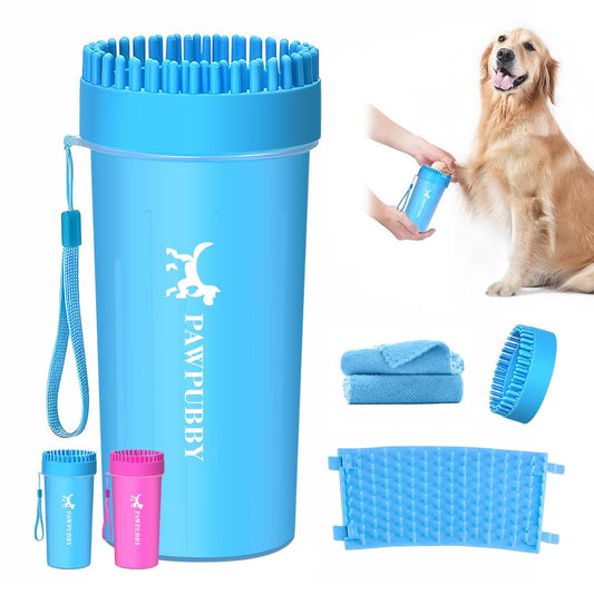 Dog Paw Cleaner, Portable Pet Paw Washer with Soft Silicone Brush, Foldable & Easy to Clean, Suitable for Medium & Large Dogs, Quick Cleaning for Outdoor Muddy Paws (Pink, Large)