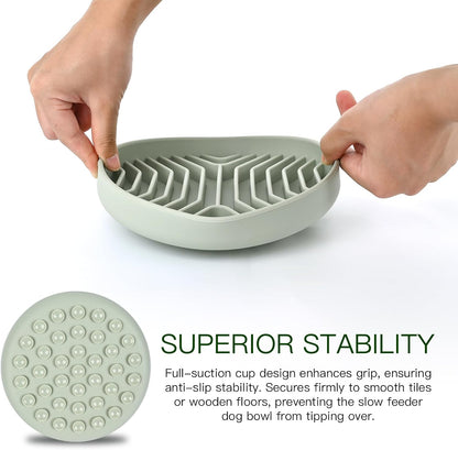 Slow Feeder Dog Bowls, Puzzle Silicone Dog Feeding Bowls with Suction Cups, Anti-Choking, Non-Slip Design, Reduces Boredom, Anxiety, Ideal for Medium to Small Dogs & Cats - XAQMHSW (Pink)