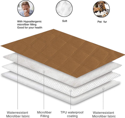 fuguitex Waterproof Dog Blanket, Pet Friendly Reversible Throw Essential for Small Dogs, Tear Resistant Leakproof Washable Couch Cushion Bed Protector Cover for Indoor Furniture（30"*70",Beige+Cream